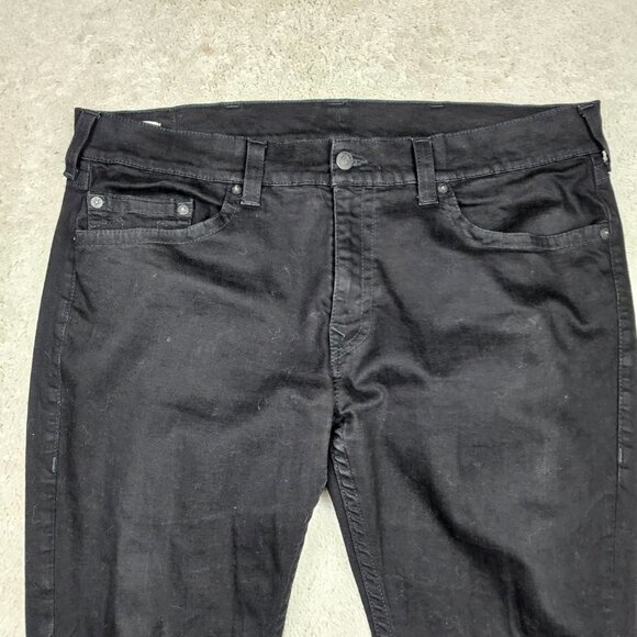 True Religion Jeans Men 44x33 Geno Relaxed Slim Flap Pockets Denim Pants Black - Picture 4 of 11